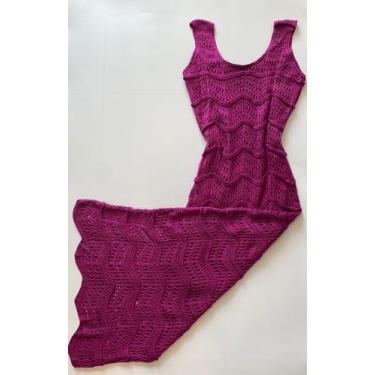 Imagem de Vestido Midi Feminino rendado onda tricô crochê forrado linha premium 