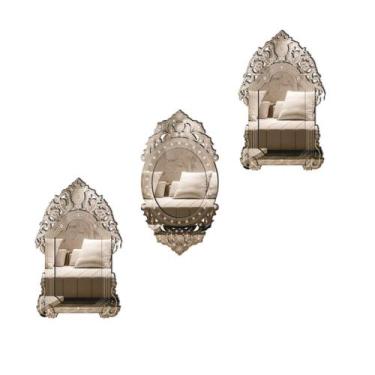 Imagem de Kit Espelho Decorativo Veneziano 3885 E 3890 - CREATUS, prata