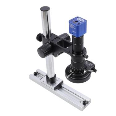 Imagem de Conjunto de Câmera de Microscópio Digital, Sensor de Câmera HD de 24 MP, Vídeo 1080P, Brilho Ajustável de Luz de Anel de 144 LED, Software de Medição, Câmera de Microscópio