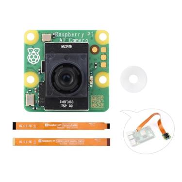 Imagem de Câmera oficial RPi AI, 12 MP, sensor de visão inteligente IMX500, FOV de 78,3°, com base no sensor de visão inteligente IMX500, câmera AI compatível com Raspberry Pi 5/4B/3B+/3B/2B/A+/Zero W/WH/Zero