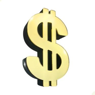 Imagem de Enfeite Simbolo Cifrão Dinheiro De Mesa Em Acrílico Espelhado Chique (Dourado)