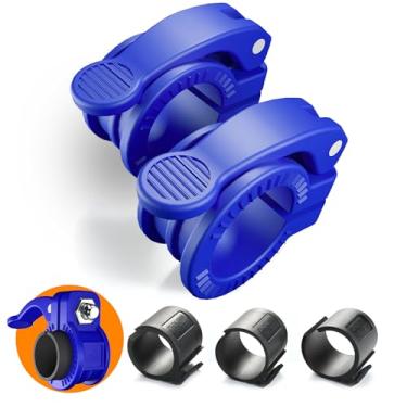 Imagem de ZY-HUAN Mini Pro Grampos de barra 2,5 cm I Colar de barra ajustável em vários tamanhos I Grampos de barra de 2,5 cm Grampos de peso de liberação rápida Par de travas para barra de halteres (Azul)