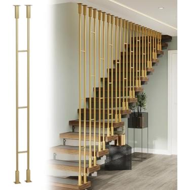 Imagem de Balaústres de ferro para escadas internas 20 35 39 44 59 90 95" de comprimento, eixos de escada de metal para lofts no porão Remodelação de escadas de escritório, coluna de corrimão moderna,