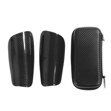 Imagem de Vomeko 1 par de caneleiras de futebol, caneleiras de fibra de carbono, equipamento de proteção de futebol com resistência ao choque, com bolsa de armazenamento, para jogos de (L)