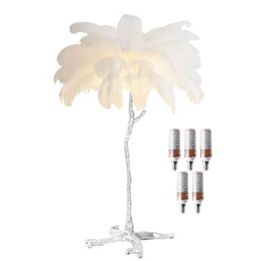 Imagem de Luminária de piso de penas de LED, luminária de pé de resina, 3 cores, regulável, prata, iluminação de chão, quarto, mesa de cabeceira, decoração de sala de estar, luz noturna