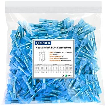 Imagem de Qizpcer Conectores de Extremidade Termorretráteis Azuis de 200 Unidades, Conectores de Fio de Emenda Terminal de Crimpagem Elétrica À Prova D'Água 16-14 Awg para Marinho, Automotivo, Cabo, Fiação
