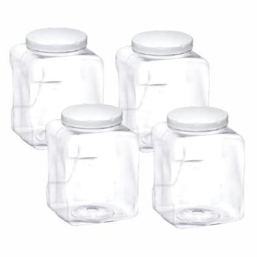 Imagem de Kit 4 Potes Plástico Porta Mantimentos Quadrado 1.3L Multiuso