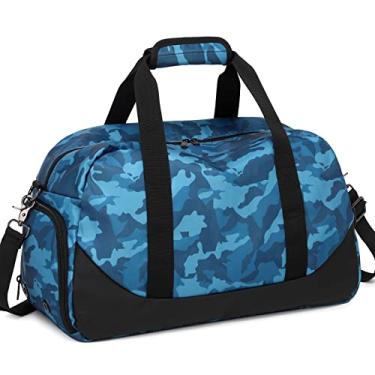 Imagem de Bolsa esportiva para meninas adolescentes e crianças com compartimentos para sapatos e roupas molhadas, bolsa de viagem de fim de semana para dança, 13 - camuflagem azul