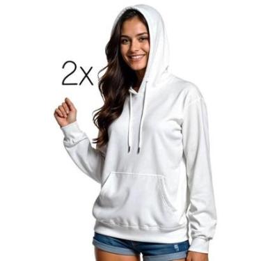 Imagem de Kit 2 Moletom Feminino Blusao Casaco Canguru Com Capuz-Feminino