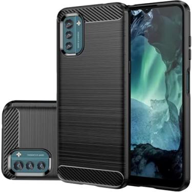 Imagem de GTBDEKI Capa para Nokia G21, Nokia G11 TA-1477 TA-1401, capa traseira de silicone fino à prova de choque de fibra de carbono para Nokia G21/G11 preta