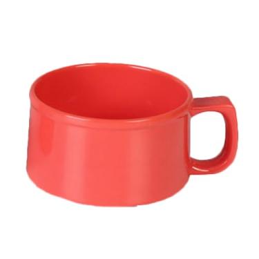 Imagem de FSE CR9016RD Caneca de sopa, 283 g, 10 cm de diâmetro, com alça C, resistente à quebra, pode ser lavada na lava-louças, melamina, laranja, livre de BPA, NSF, pacote com 12