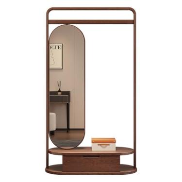 Imagem de Espelho de corpo inteiro, cabide de madeira maciça, de chão, quarto, casa, sala de estar, cabideiro, espelho de vestir, espelho de corpo inteiro individual, cabideiro, móveis de quarto (tamanho : 100