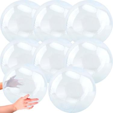 Imagem de Octaday 8 bolas de praia transparentes infláveis de 40,6 cm, bola de piscina transparente inflável para festa de verão na praia