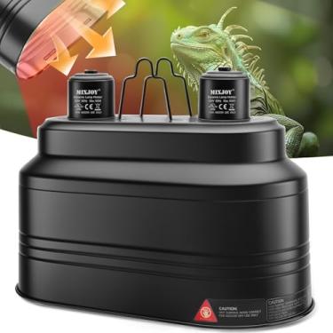Imagem de MIXJOY Luminária Dupla Para Répteis, Luminária De Calor Para Répteis De 160 W Com Interruptores Separados, Compatível Com Luz Para Répteis/Lâmpada De Calor/Luz Uvb Para Lagartos, Tartarugas, Cobras