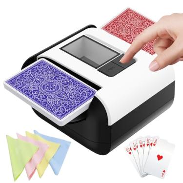 Imagem de FOSMIJIZ Automatic Card Shuffler - Electric One-Press Shuffler Machine 2000mAh Rechargeable 1-2 Decks for Poker UNO Blackjack Phase 10 Card Shuffler 2 Deck Automatic & Manual Mode