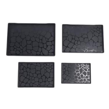 Imagem de Conjunto de Bandeja de Servir de Plástico, 4pcs que Servem Bandeja para Entretenimento, Servir Pratos para Lanches, Frutas, Biscoitos, Sobremesa, Bandejas de Plástico (Preto)