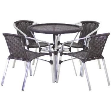 Imagem de 4 Cadeiras e Mesa com Tampo Alumínio Área Varanda - Trama Original, Ta
