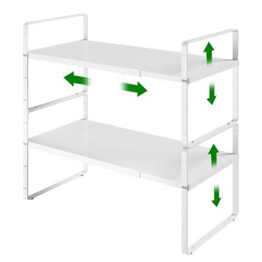 Imagem de LOCVCDA Prateleira organizadora de armário expansível, elevação organizadora de altura ajustável para armário de cozinha, rack de especiarias, armário de despensa, sob a pia, bancada, organização,