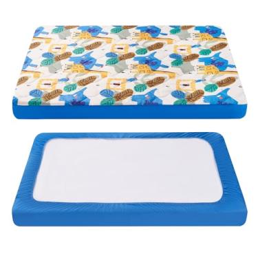Imagem de TILLYOU Lençol Pack and Play – Capa de berço acolchoada macia, protetor de colchão infantil com bolso profundo de 2,5 a 7,5 cm, lençóis grossos de cercadinho de brincar, colchão de berço 99 x 68,5 cm