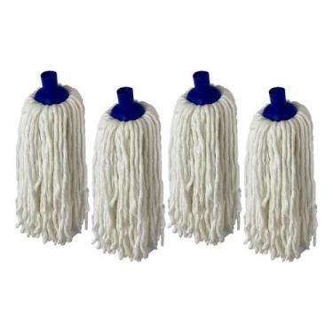Imagem de Refil Mop Esfregão Úmido Rosca Universal Algodão Kit Com 4 - Roma