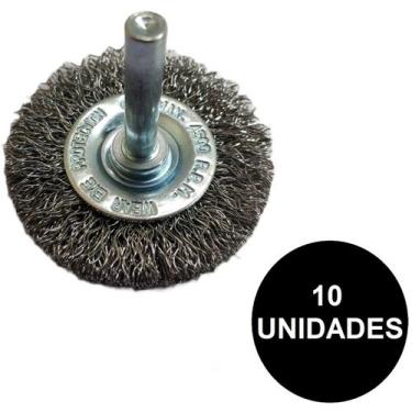 Imagem de Kit Jogo 10 Escovas de Aço Circular 50mm com Haste - Rayco