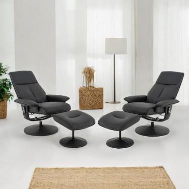 Imagem de Kit 2 Poltronas Reclinável de Massagem com Apoio de Pés e Giratória De