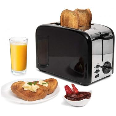 Imagem de Torradeira Elétrica 2 Fatias com 5 Níveis de Tostagem e Bandeja de Migalhas Removível, 110V 850W, Moss Stone, Preta e Prata