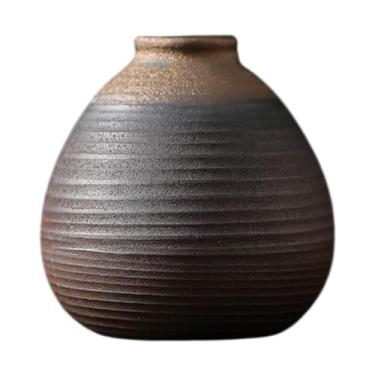 Imagem de Ioensy Vaso de cerâmica rústica Plantas de decoração de casa Contêiner Housewarming Presente de flores Vaso decorativo para sala de estar, 7.8cmx8.3cm
