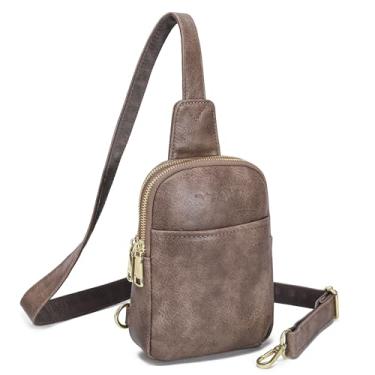 Imagem de INICAT Pequenas bolsas transversais femininas de couro vegano para celular pochete para mulheres e homens, Rfid Dark Khaki, Small, Bolsa tiracolo feminina