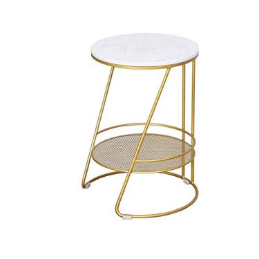 Imagem de Mesa lateral de café nórdica de ferro forjado criativa sala de estar casa pequena mesa pequena apartamento varanda mesa de centro padrão de mármore