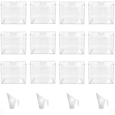 Imagem de Kit 12 Potes Acrílico Quadrado com Tampa 3,3l+ Conchas 100ml - Ex Pote