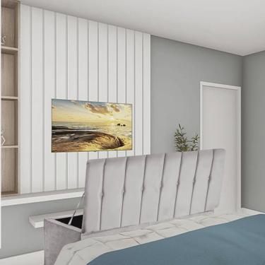 Imagem de Calçadeira Recamier Baú Kiara 160cm Queen Size Para Quarto Box Corino Cinza Claro - Ahz Móveis