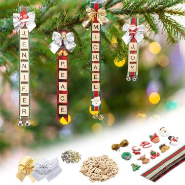 Imagem de Kit de artesanato de enfeites de Natal, Scrabble personalizado com acesso.