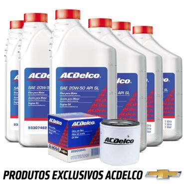 Imagem de Kit Troca De Oleo Filtro 20w50 Sl 6 Litros Acdelco Astra Gasolina /s10 /kadett Gasolina, alcool