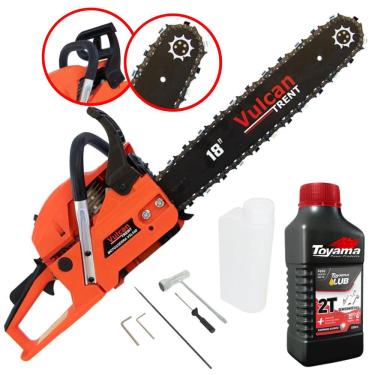 Imagem de Motosserra Vulcan VSL550 á Gasolina 2T 55CC 3HP 11.000RPM Alta Potência, Modelo Completo Com Sabre 18 Polegadas Ponta Rolante + óleo toyama 2 tempos
