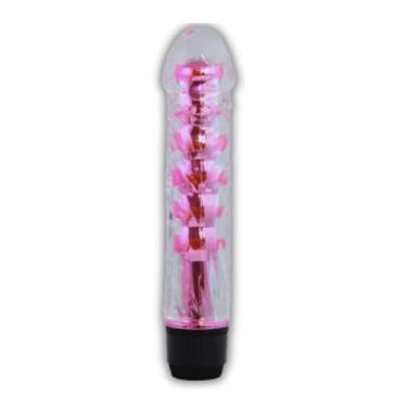 Imagem de Vibrador Translúcido com Glande Silicone Multivelocidade Pilhas - Sex Shop (Rosa)