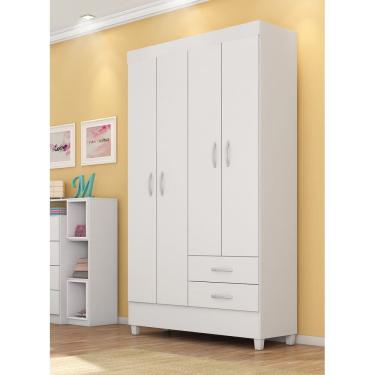 Imagem de Guarda Roupa Solteiro Astro 110cm 4 Portas 2 GavetasFLEX  - Branco/Rosa Demóbile 