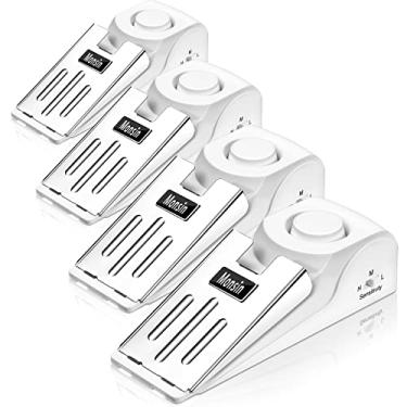 Imagem de Alarme de batente de porta, batente de porta com alarme de segurança de 120 DB, batente de porta em cunha de chão para apartamento de viagem, casa, casa (pacote com 4)