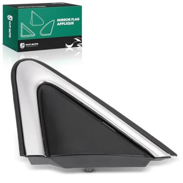 Imagem de YHTAUTO Painel de aplique da bandeira do espelho lateral do motorista compatível com Nissan Sentra 2013-2015 L4 1,8L, acabamento triangular do espelho retrovisor lateral externo texturizado preto