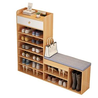 Imagem de Sapateira 7 camadas prateleira de sapatos de chão rack de armazenamento sala de estar escritório quarto rack entrada corredor sofá armário de mudança de sapatos armazenamento de sapatos (cor: bege