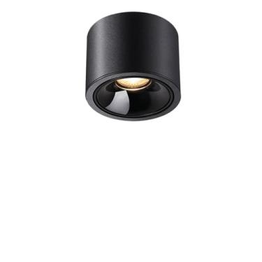 Imagem de HuiNian Holofote nórdico ultrafino montado na superfície, ângulo ajustável de 15° sem perfuração, luz descendente pequena, luz inferior de LED redonda de alumínio doméstico moderno antirreflexo 12W