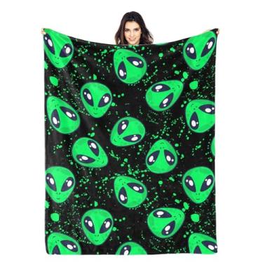 Imagem de Cobertor Crazy Aliens para sofá, cobertor quente de flanela aconchegante, cobertores leves super macios para quarto, viagem, acampamento, presentes 127 x 101 cm