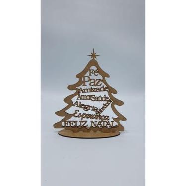 Imagem de Arvore de Natal em MDF Palavras Decoração de Mesa - 10 unidades - Inov