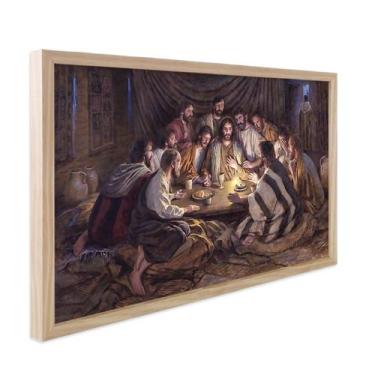 Imagem de Quadro Decorativo Religiosos Santa Ceia Jesus Fé Sagrada Família com M