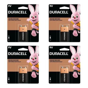 Imagem de Kit 4 Bateria 9V Alcalina Duracell Pilha sintético