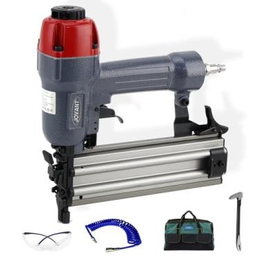 Imagem de Pregador pneumático de 18 GA, aceita pregos e coroa de 5/20.3 cm a 5.1 cm grampos de 1,5 a 3,5 cm. Pistola de pregos 2 em 1 (inclui tubo de ar de 6 m, 1 extrator de unhas e bolsa portátil)