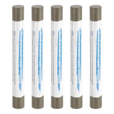 Imagem de HARFINGTON 5 peças de bastões de enchimento de madeira, cera de madeira, retoque de móveis, gizes de cera de reparo para madeira, cinza tecnológico