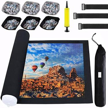 Imagem de Puzzle Mat Roll Up Puzzles Board for Jigsaw Up to 2000, 1500, 1000, 500 Pieces Large Portable Table Saver Mats Puzzle Keeper Cover with Sorter Trays Storage Bag Kit Holder Organizer Pad for Adults Kid