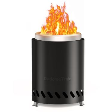Imagem de DodomeTrek Lareira de mesa - Fogueira de 14 cm sem fumaça com bolsa de transporte, mini fogueira externa com suporte, fogão portátil para acampamento para pátio | Alimentado por pellets ou madeira |