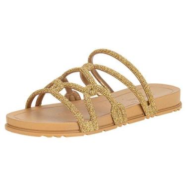 Imagem de Tamanco feminino flat acolher grendha 19082, Ouro, 35